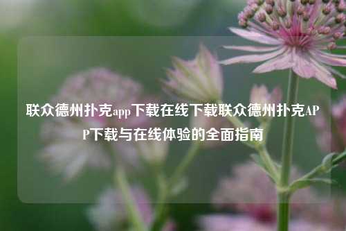联众德州扑克app下载在线下载联众德州扑克APP下载与在线体验的全面指南