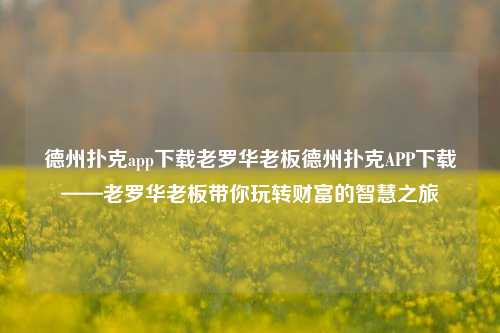 德州扑克app下载老罗华老板德州扑克APP下载——老罗华老板带你玩转财富的智慧之旅