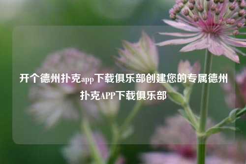开个德州扑克app下载俱乐部创建您的专属德州扑克APP下载俱乐部