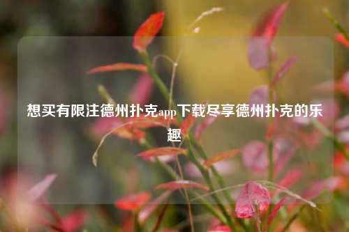 想买有限注德州扑克app下载尽享德州扑克的乐趣