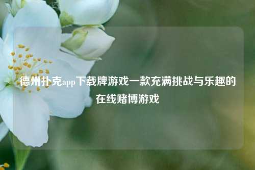 德州扑克app下载牌游戏一款充满挑战与乐趣的在线赌博游戏