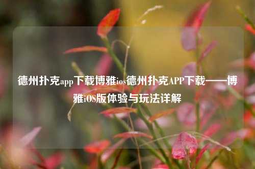 德州扑克app下载博雅ios德州扑克APP下载——博雅iOS版体验与玩法详解