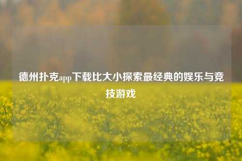 德州扑克app下载比大小探索最经典的娱乐与竞技游戏