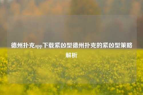 德州扑克app下载紧凶型德州扑克的紧凶型策略解析