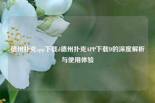 德州扑克app下载d德州扑克APP下载D的深度解析与使用体验