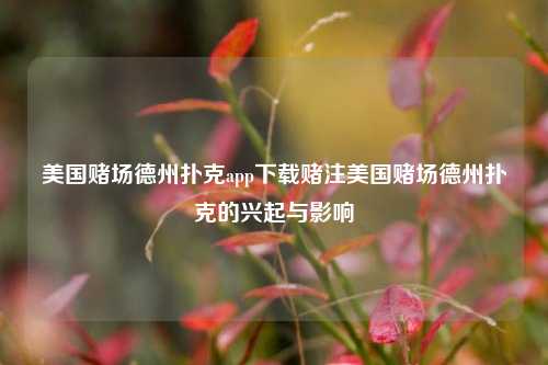 美国赌场德州扑克app下载赌注美国赌场德州扑克的兴起与影响