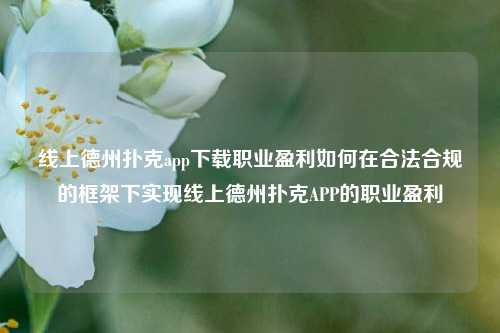 线上德州扑克app下载职业盈利如何在合法合规的框架下实现线上德州扑克APP的职业盈利