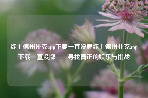 线上德州扑克app下载一直没牌线上德州扑克app下载一直没牌——寻找真正的娱乐与挑战