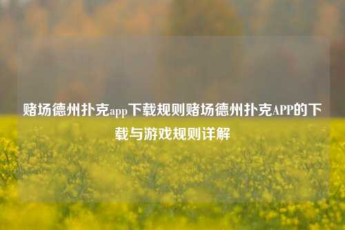 赌场德州扑克app下载规则赌场德州扑克APP的下载与游戏规则详解