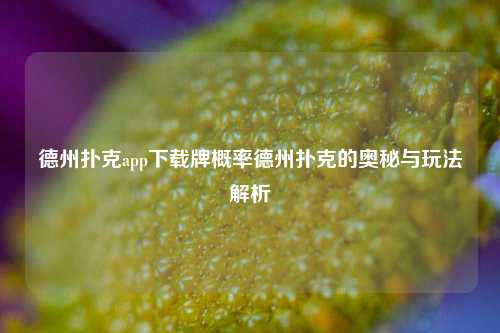 德州扑克app下载牌概率德州扑克的奥秘与玩法解析