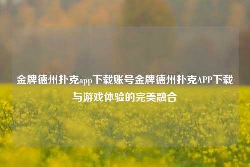 金牌德州扑克app下载账号金牌德州扑克APP下载与游戏体验的完美融合
