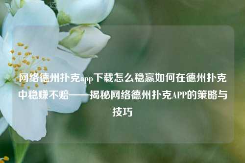 网络德州扑克app下载怎么稳赢如何在德州扑克中稳赚不赔——揭秘网络德州扑克APP的策略与技巧