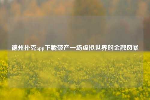 德州扑克app下载破产一场虚拟世界的金融风暴