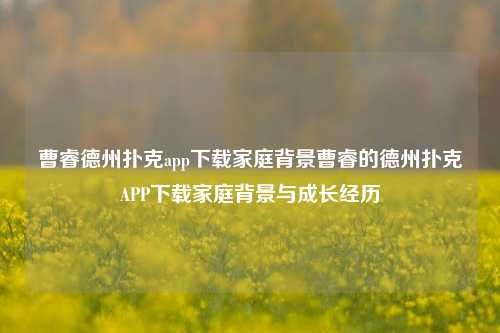 曹睿德州扑克app下载家庭背景曹睿的德州扑克APP下载家庭背景与成长经历