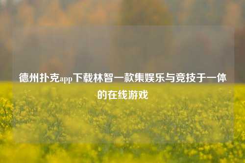 德州扑克app下载林智一款集娱乐与竞技于一体的在线游戏