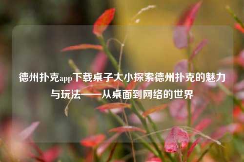德州扑克app下载桌子大小探索德州扑克的魅力与玩法——从桌面到网络的世界