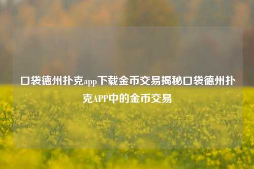 口袋德州扑克app下载金币交易揭秘口袋德州扑克APP中的金币交易