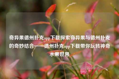 奇异果德州扑克app下载探索奇异果与德州扑克的奇妙结合——德州扑克app下载带你玩转神奇水果世界