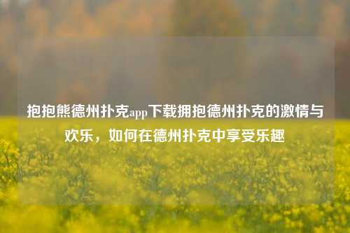 抱抱熊德州扑克app下载拥抱德州扑克的激情与欢乐，如何在德州扑克中享受乐趣