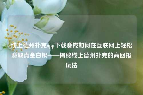 线上德州扑克app下载赚钱如何在互联网上轻松赚取真金白银——揭秘线上德州扑克的高回报玩法