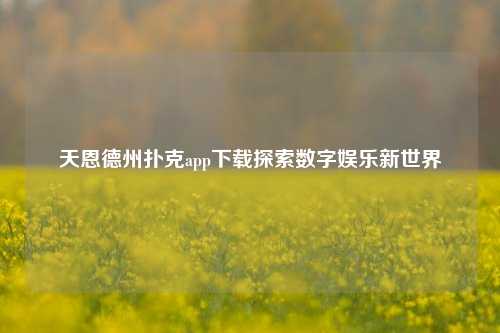 天恩德州扑克app下载探索数字娱乐新世界