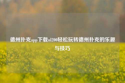 德州扑克app下载nl200轻松玩转德州扑克的乐趣与技巧