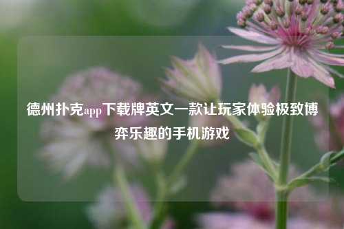 德州扑克app下载牌英文一款让玩家体验极致博弈乐趣的手机游戏