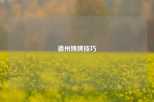 德州博牌技巧