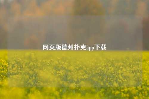 网页版德州扑克app下载