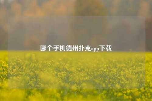 哪个手机德州扑克app下载