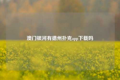 澳门银河有德州扑克app下载吗