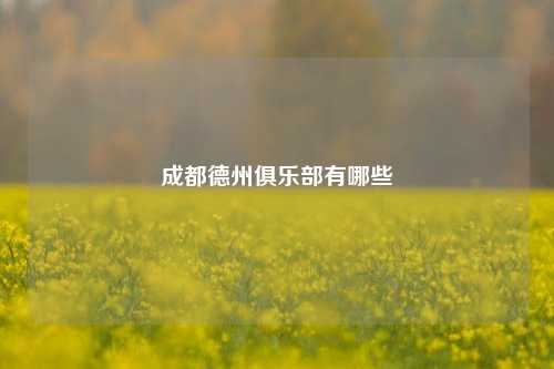 成都德州俱乐部有哪些